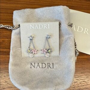 Nadri Floral Earrings with Pink and Yellow Details